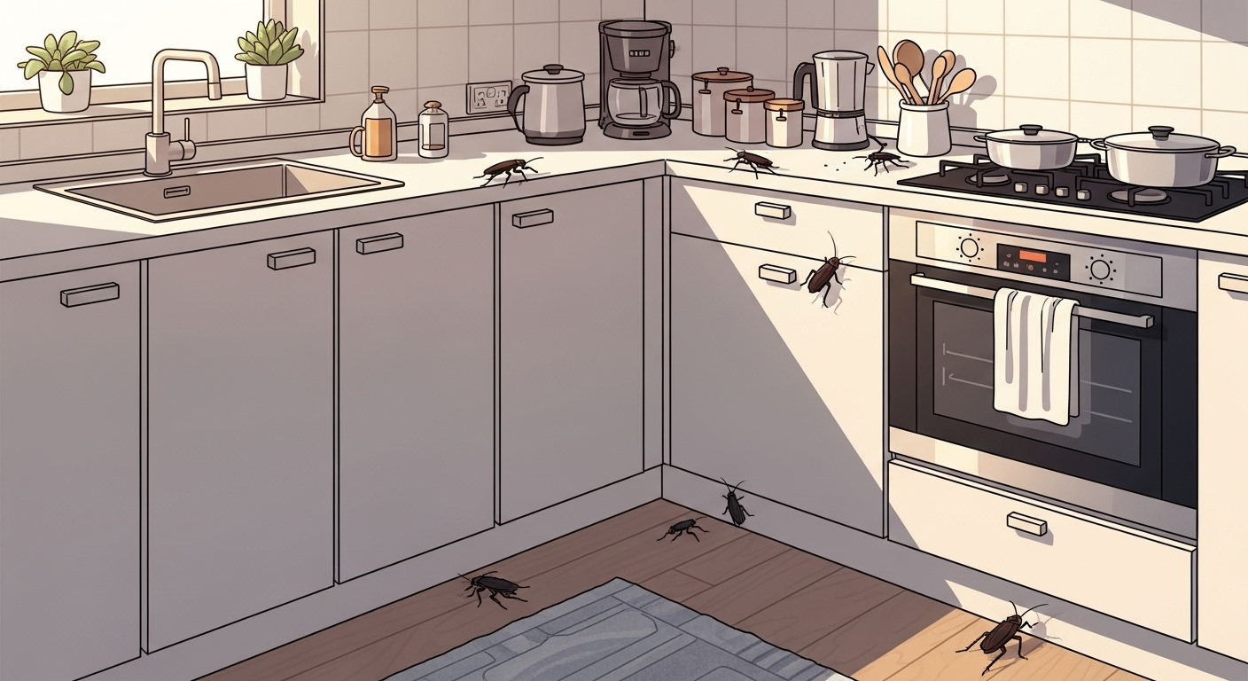Cucarachas en una cocina