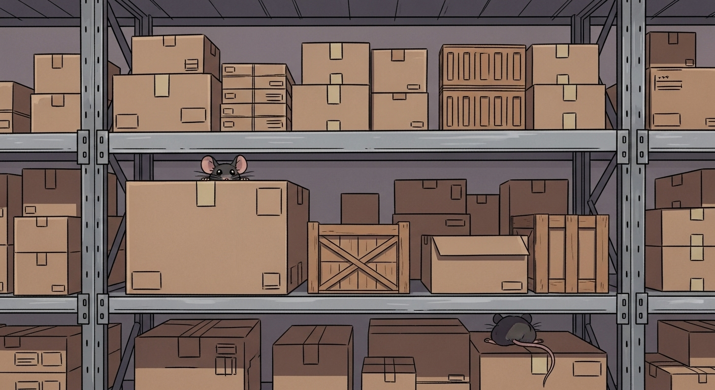 Roedor en una bodega